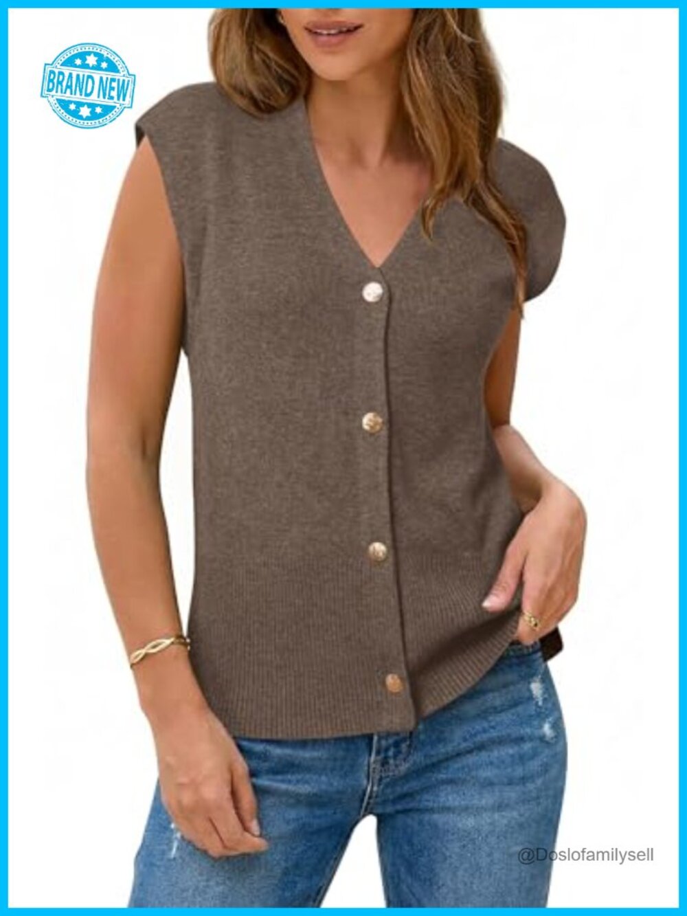 Wool Blend Button Down Sweater Vest V-Neck Sleeveless Work Casual